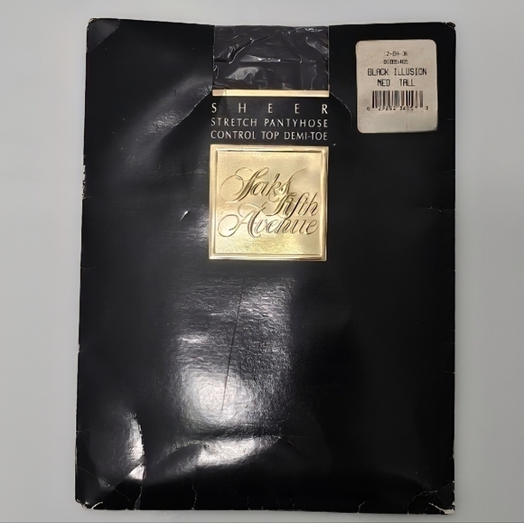 Saks Fifth Avenue Sheer Stretch, Control Top & Demi-Toe Panty Hose Black - Picture 6 of 6